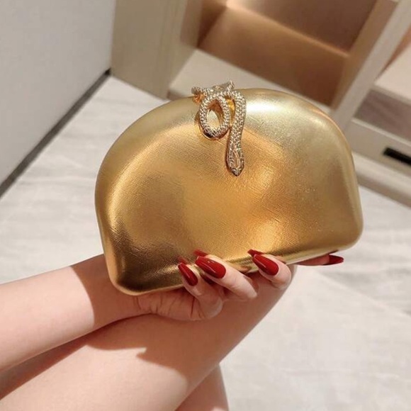 Gold Clutch with Snake Accent